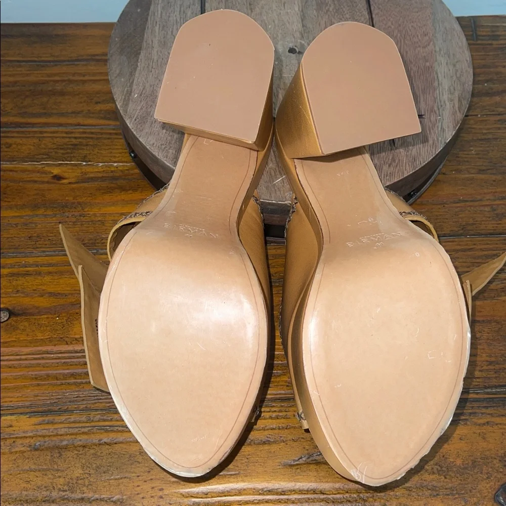 Alexandre Birman Brown Clarita Dual-Bow 119MM LeatherPlatform Slide Sandal Sz 10